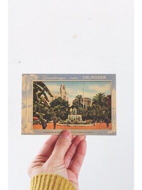 Vintage California Postcard Greetings Pershing Square Los Angeles - Retro Unused